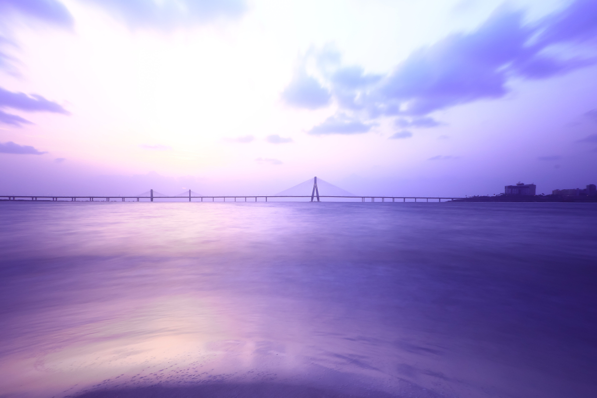 bridge with purple sky